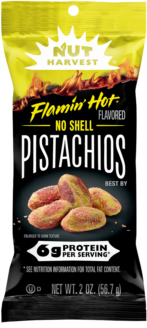 NUT HARVEST® Flamin' Hot® Flavored No Shell Pistachios | Nut Harvest